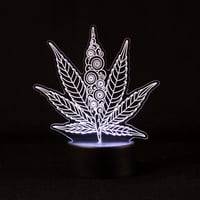 Image 5 of Acrylic Marijuana Leaf Table Lamp for the Cannabis Lover