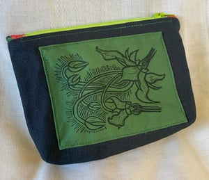 Image of Zip Wallet - Black with Green Borage Patch