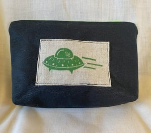 Image of Zip Wallet - Black with Green Spaceship 