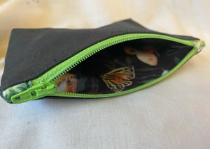 Image of Zip Wallet - Black with Green Spaceship 