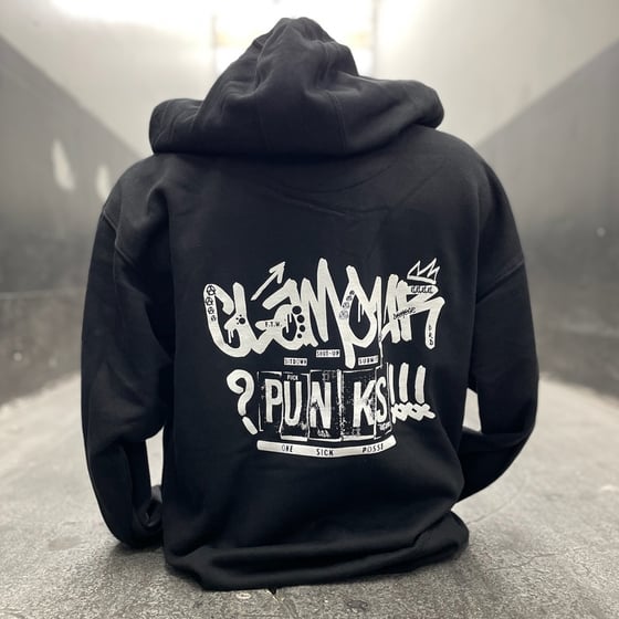 Image of OFFICIAL GLAMOUR PUNKS WHITE LOGO ZIP HOODIE