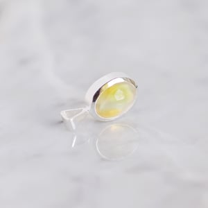 Image of Opal oval cabochon cut silver necklace