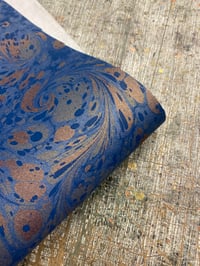 Image 4 of Hand Marbled Edinburgh Book-cloth - Blue