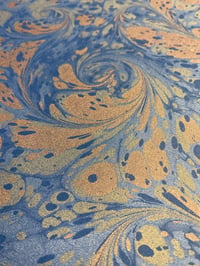 Image 3 of Hand Marbled Edinburgh Book-cloth - Blue