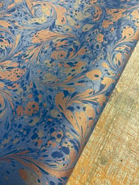 Image 1 of Hand Marbled Edinburgh Book-cloth - Blue