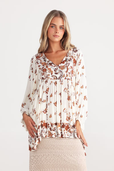 Image of Dreamcatcher Top. Marbella Print. By Talisman the Label.