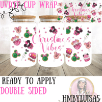 Image 1 of Pink Christmas Vibes Double Sided UVDTF cup wrap