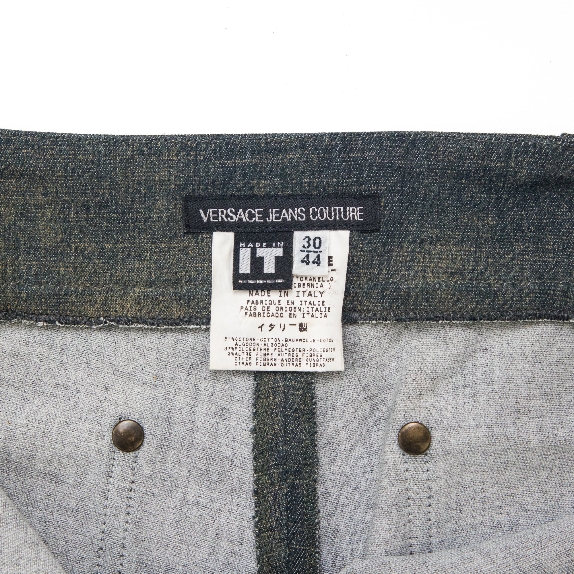 Image of Versace Stone Wash Grey Low Rise Trousers 