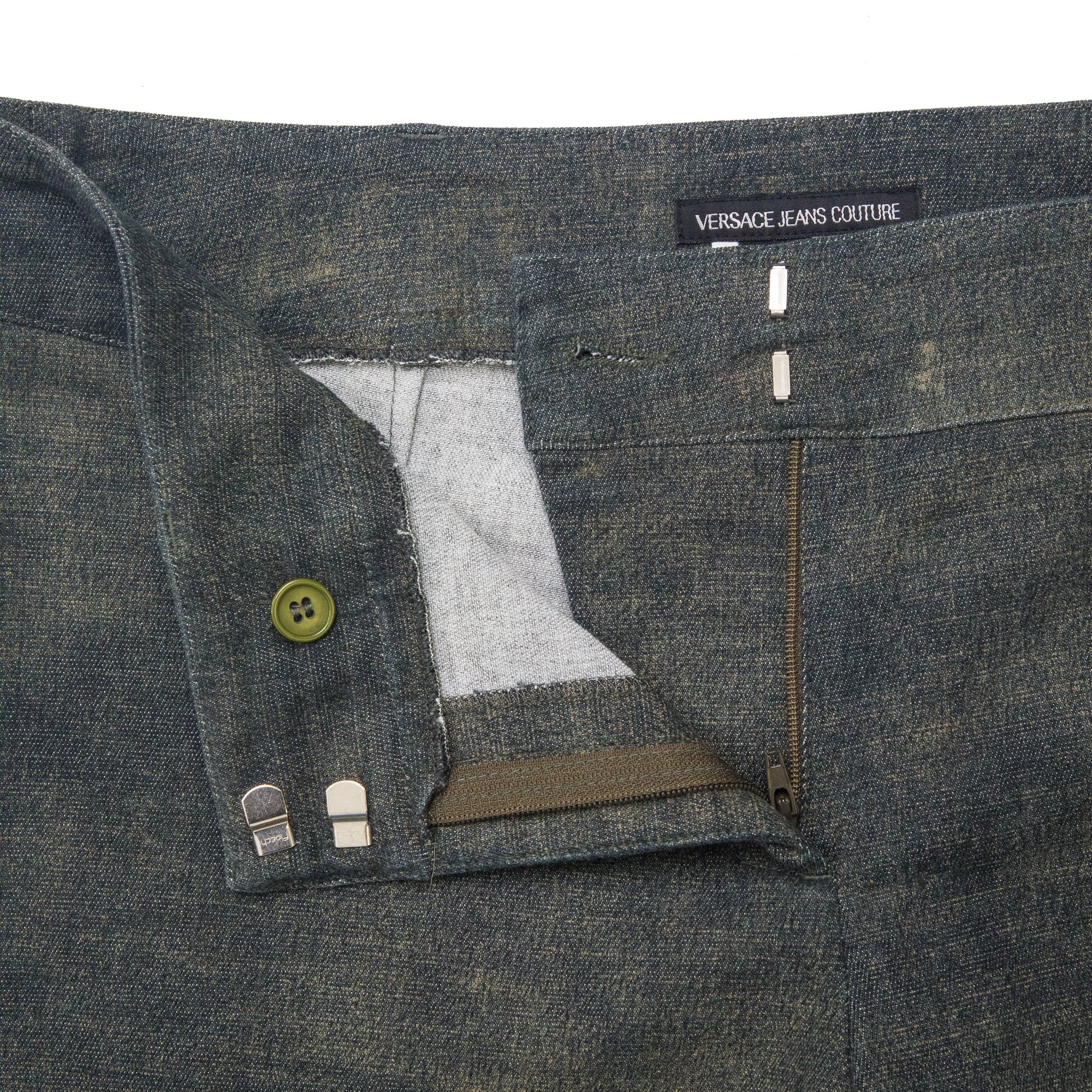 Image of Versace Stone Wash Grey Low Rise Trousers 
