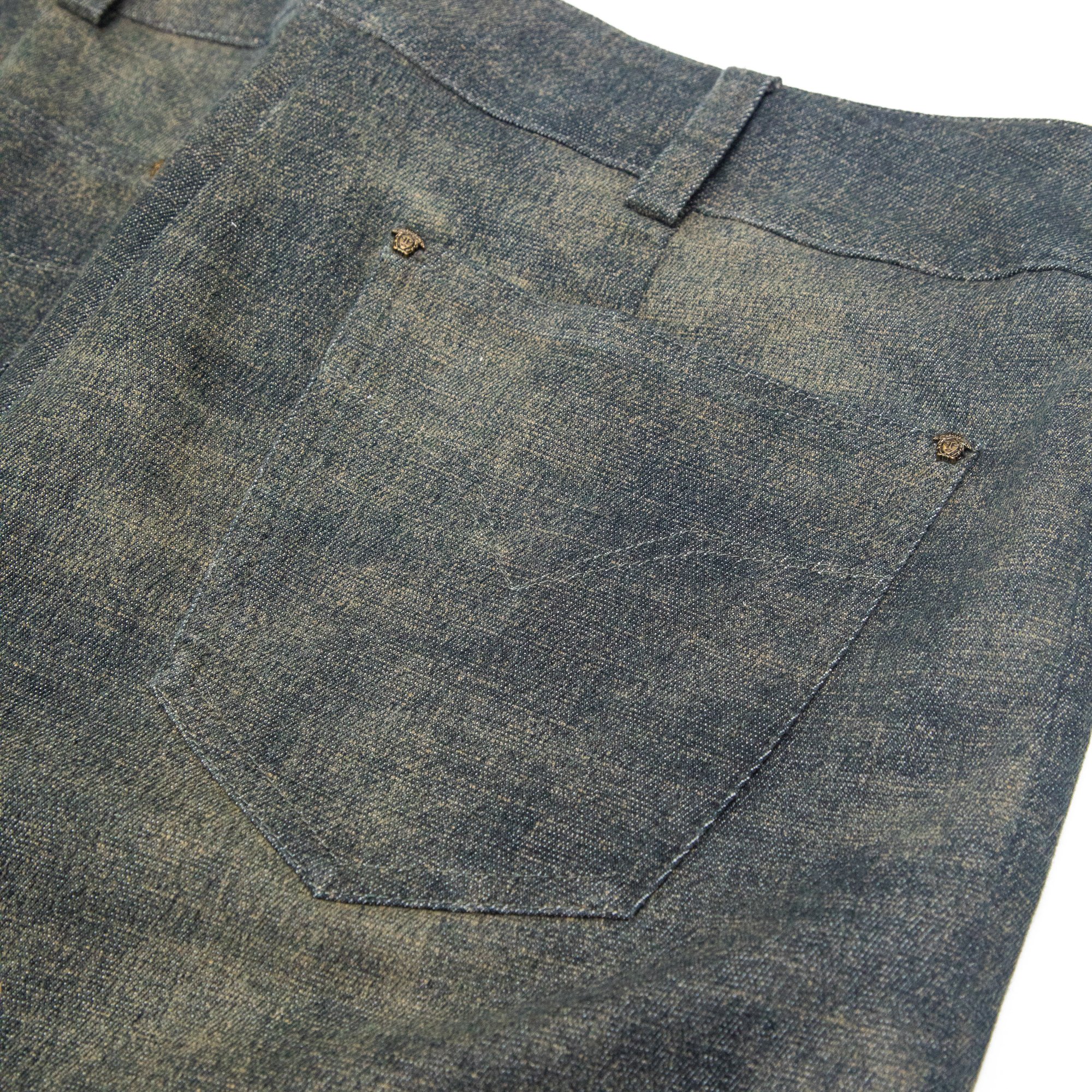 Image of Versace Stone Wash Grey Low Rise Trousers 