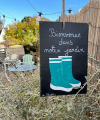 Image 1 of Ardoise à message-Bottes de pluie