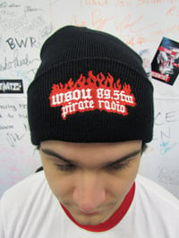 Image 1 of WSOU Fold-Up Beanie (Black and Red)