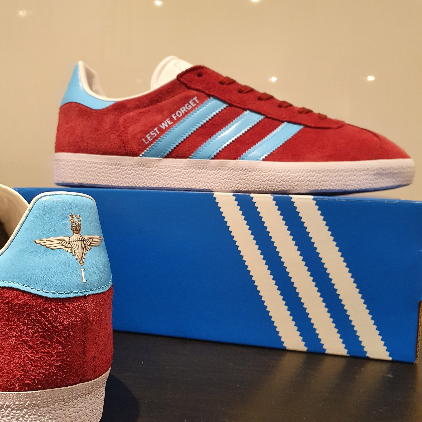 Adidas Gazelle Claret Light Blue Custom White Sole Terrace Trainer Recovery