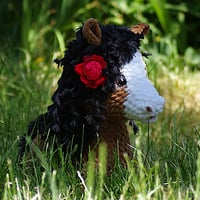Image 2 of Handmade Brown Horse Plush – 40 cm Replica with Red Blossom 🌹