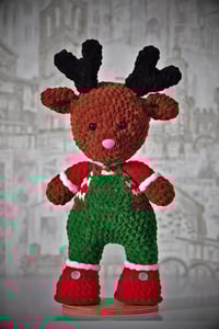 Crochet Christmas Deer, stuffed animal toy, knitted gift, amigurumi