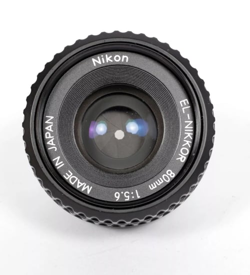 Image of Nikon EL-Nikkor 80mm F5.6 enlarger lens NEW STYLE with case and flange (#4344)