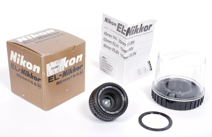 Image of Nikon EL-Nikkor 80mm F5.6 N enlarger lens NEW STYLE + case + BOX #4349