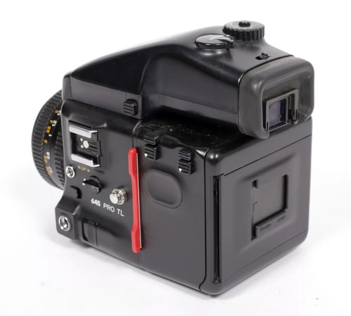 Image of Mamiya Pro TL 645 6X4.5 medium format camera w/ 80mm F2.8 N lens + AE Prism #4361