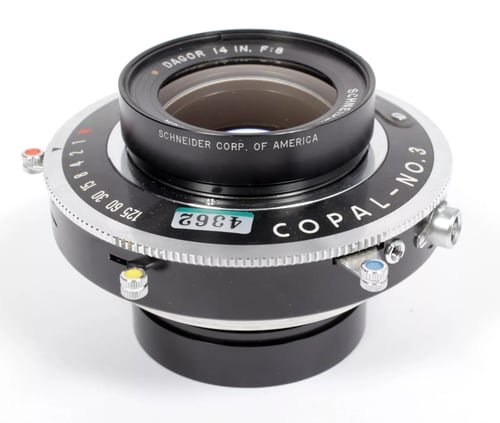 Image of Schneider KERN Goerz Dagor Gold Dot 14" [355mm] F8 Lens Copal #3 Shutter #4362