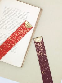 Image 1 of Personalised Splatter Red Vegetable Tanned Bookmark