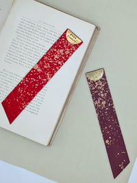 Image 2 of Personalised Splatter Red Vegetable Tanned Bookmark