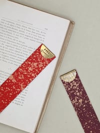 Image 3 of Personalised Splatter Red Vegetable Tanned Bookmark