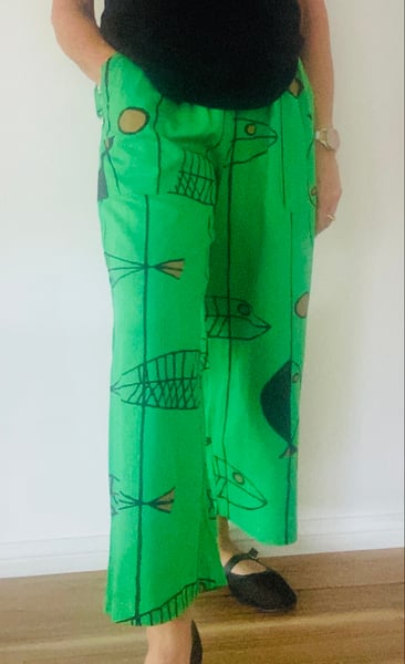 Image of Anne Linen/Cotton Pants - Fish Jade