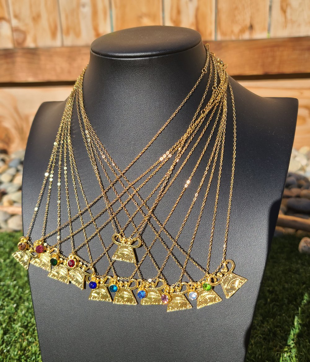 Image of Dainty Soul Lock Birthstone Necklace
