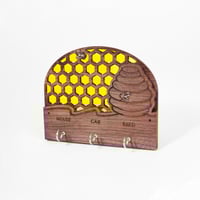 Image 3 of Beehive and honeycomb - Custom Laser Engraved Key Hanger with Resin