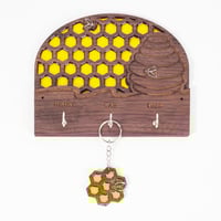 Image 4 of Beehive and honeycomb - Custom Laser Engraved Key Hanger with Resin