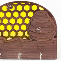 Image 5 of Beehive and honeycomb - Custom Laser Engraved Key Hanger with Resin