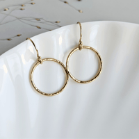 Image 1 of Gold filled hammered open circle earrings
