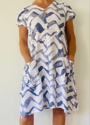 Image of Kylie Linen/Cotton Dress - Blue Wave