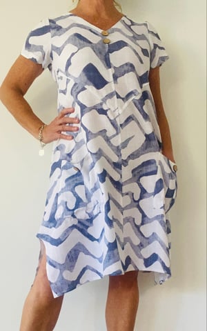 Image of Kylie Linen/Cotton Dress - Blue Wave