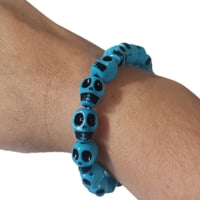 Image 2 of Blue Skull Bracelet (Size Small)