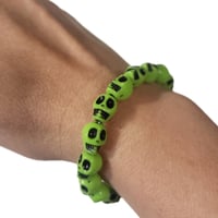 Image 2 of Green Skull Bracelet  (Size Small)