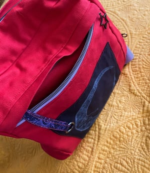 Image of Bright Red Sling Bag with Moon Patch