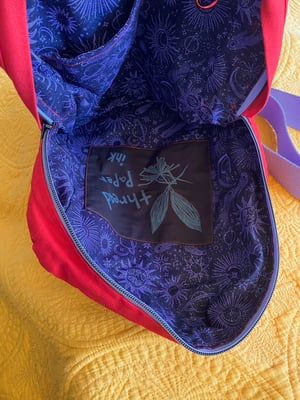 Image of Bright Red Sling Bag with Moon Patch