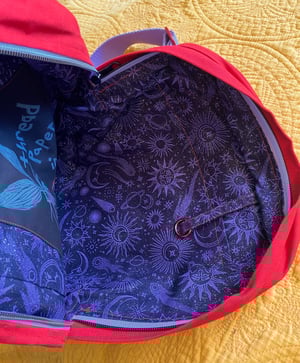 Image of Bright Red Sling Bag with Moon Patch