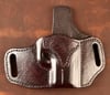 SIg P365 hand textured and tooled Black Cherry OWB holster.