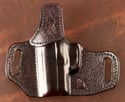 SIg P365 hand textured and tooled Black Cherry OWB holster.