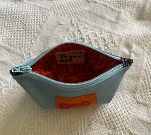 Image of Zip Wallet - Light Blue with Red Rat 