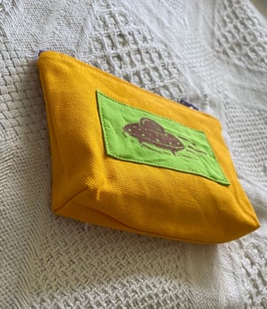 Image of Zip Wallet - Bright Yellow with Hot Pink Space ship