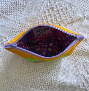 Image of Zip Wallet - Bright Yellow with Hot Pink Space ship