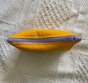 Image of Zip Wallet - Bright Yellow with Hot Pink Space ship