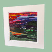 Selsley sunset 6” square print 