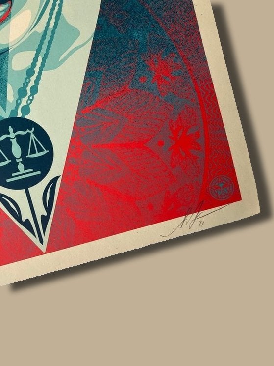 Shepard Fairey Obey Sérigraphie "Justice Woman " Version Blue (Bleu) 61x46cm - 2021