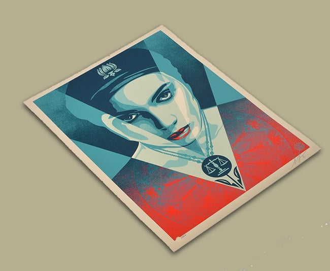 Shepard Fairey Obey Sérigraphie "Justice Woman " Version Blue (Bleu) 61x46cm - 2021