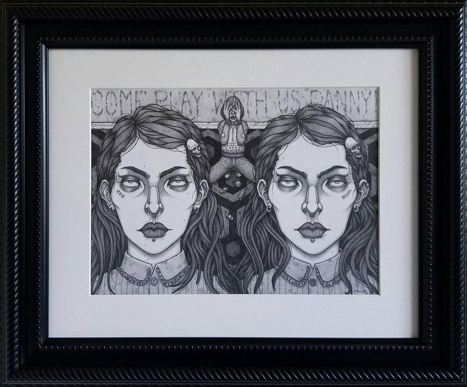 Image of Redrum Twins - Framed Original Graphite