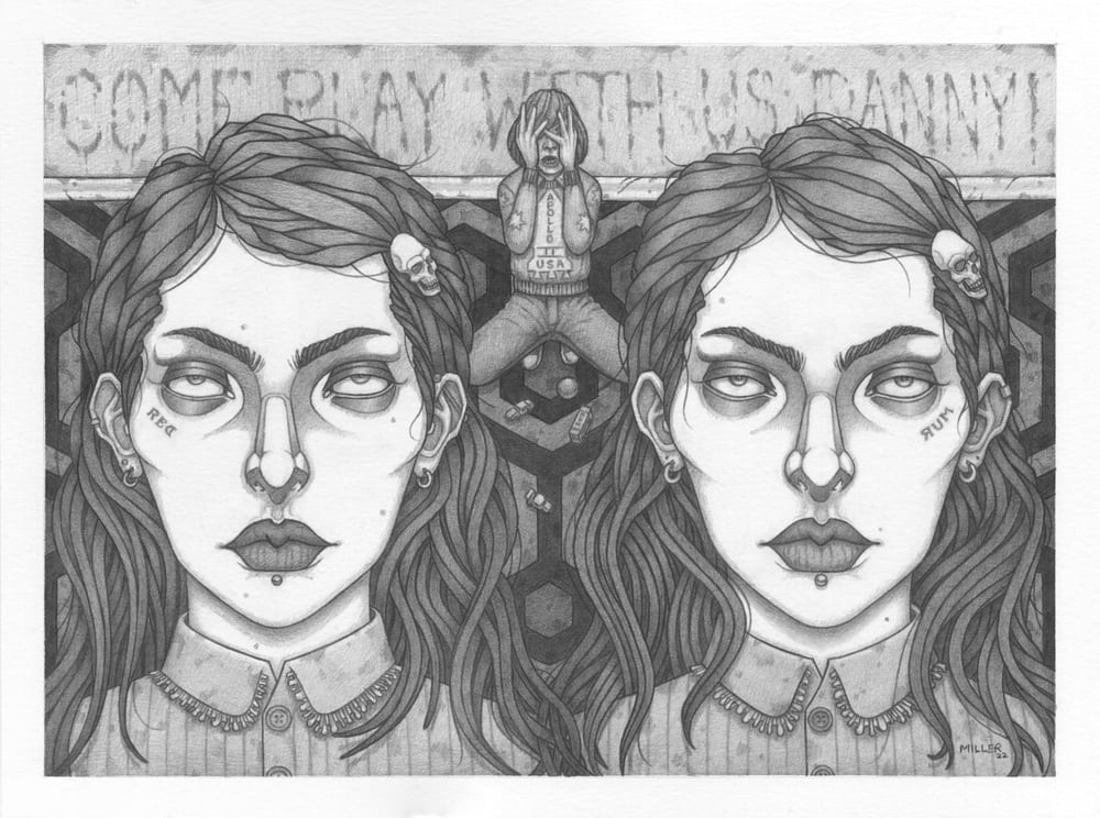 Image of Redrum Twins - Framed Original Graphite